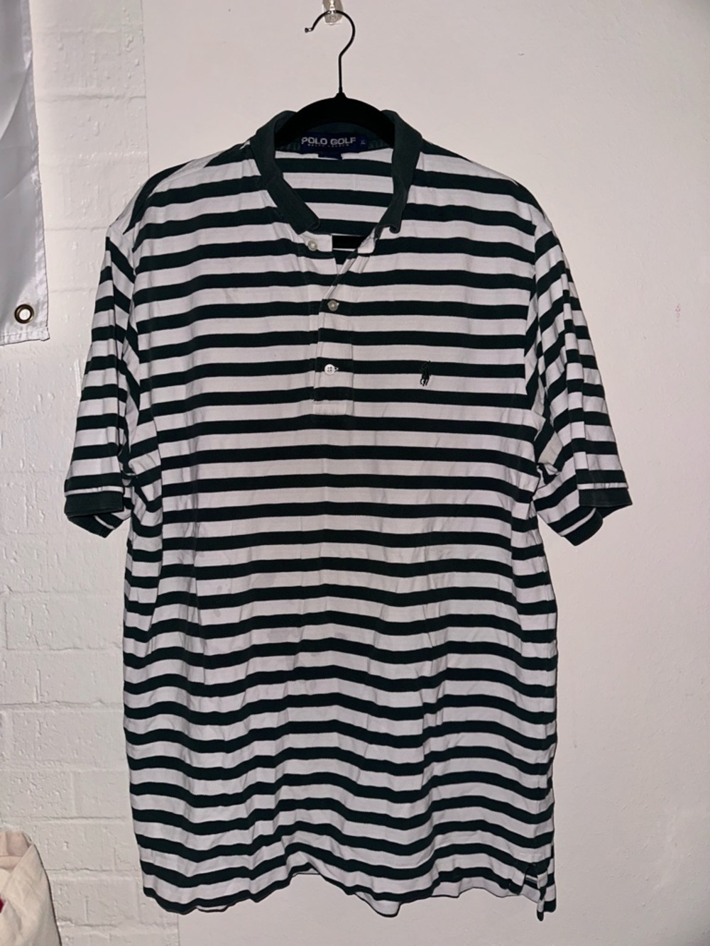 Green & White Striped Men’s Polo Shirt